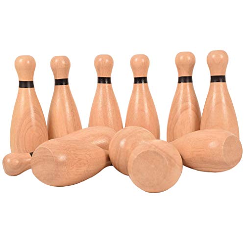 Ni-Rou Outdoor Giant Lawn Bowling Games Wooden Lawn Set Fun Sports Games Outside Or Indoor For Family Adults And Kids Backyard Skittles Carrying Bag With 10 Pins And 2 Balls #TOP7