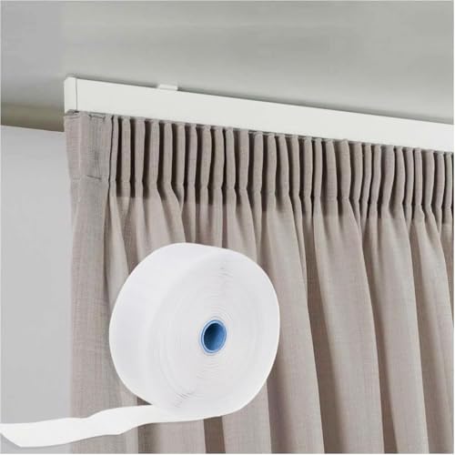 Byour3 - Bandes de Rideaux Frisé - Ruban à Friser pour Rideaux Blancs Bandes d'Ourlet de Rideau Intérieur avec Multi-Poches pour Crochets Tente en Plastique...