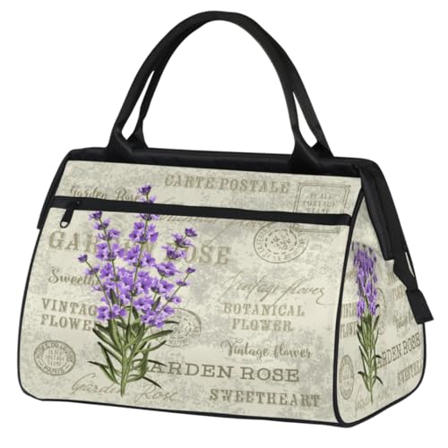 Borsone da viaggio vintage lavanda per donne e uomini 24 l borsa da weekend retrò da da palestra pernottamento Colore 24L UK Organizer per