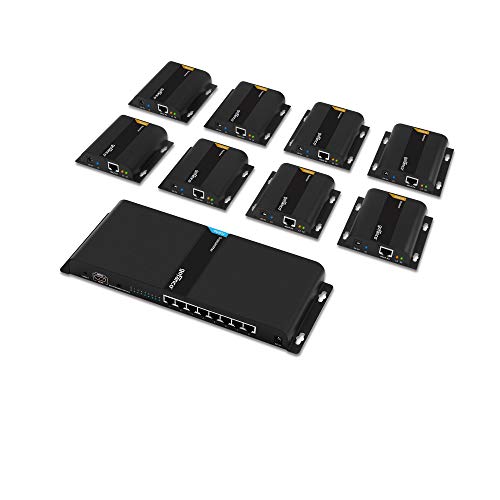 Best Deal Cheap 🛒 gofanco 1x8 HDMI Over IP Extender Splitter Kit Over CAT5e/ CAT6 – Up to 395ft (120m), IR Control, Direct TX-RX Connection or Over IP with Gigabit Ethernet Switch, 1080P, HDMI 1.3, HDCP 1.4 (HDbitT8P)