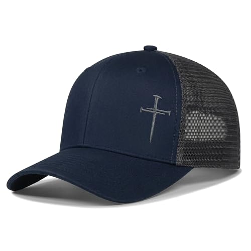 Image of Christian Hats for Men Women,Jesus 3 Nail Cross Hat Christian Religious Gifts for Birthday /Christmas,Black and Silver