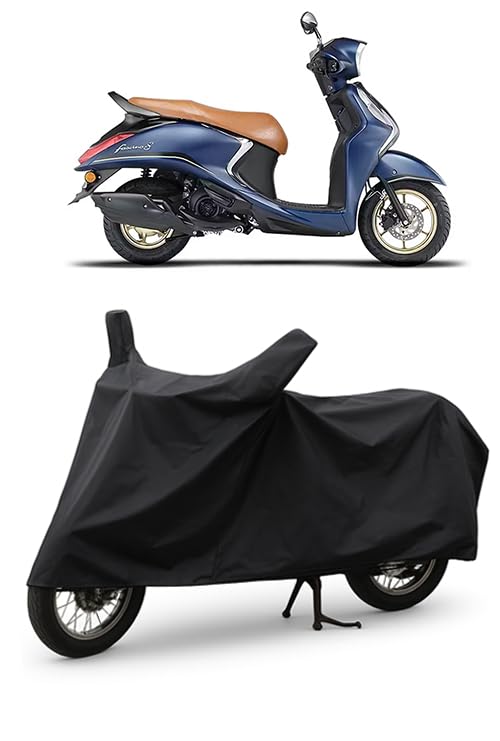 Image of Daxo Waterproof Scooty Cover for Yamaha Fascino 125 | All Weather Protection from Rain, Dust, UV Rays & Scratches with Mirror Pockets & Buckle Belt | Fascino 125 Scooty Cover