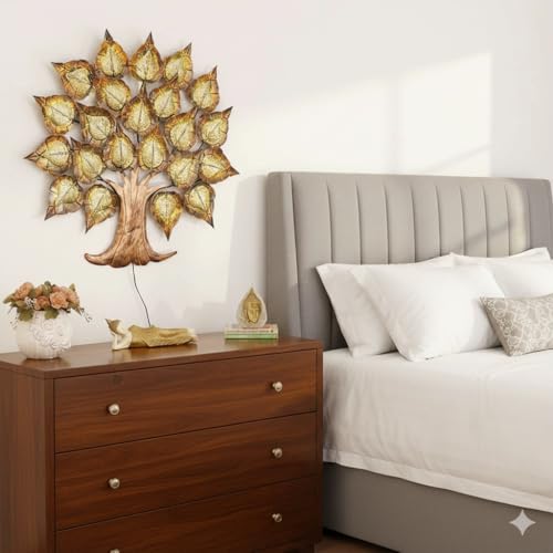 Image of Bharat Art Metal Iron Zol Pan LED Tree Wall Art | Decorative Metal Wall Hanging for Home Living Room Bedroom Hotels | Multicolor (41 x 2 x 35 Inch) | CW190