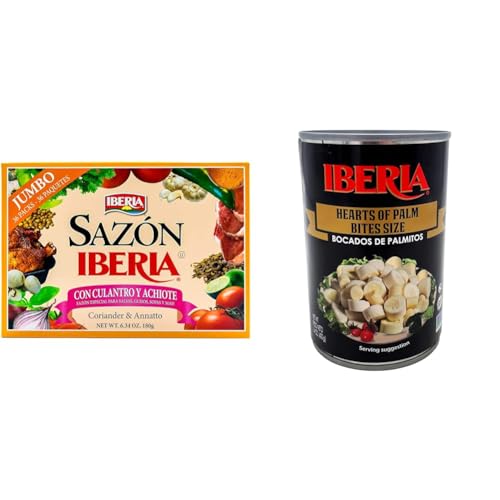 Sazon Iberia with Coriander and Achiote 6.34 Oz (36 Packs) + Iberia Hearts of Palm (Bites Size), 14 oz