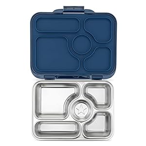 Yumbox Presto Stainless Steel Bento Box | 5 Compartment Leakproof Lunch Box For Kids & Adults, Lightweight & Compact | Premium Durable Materials | BPA-Free, Food-Safe | 900ML - Santa Fe Blue