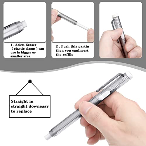 Eersida 12 Pack Retractable Mechanical Eraser Pen Retractable Eraser Mechanical Eraser Pen Style Erasers Including 10 Retractable Eraser Refill For School Office Painting Writing (24) #TOP4