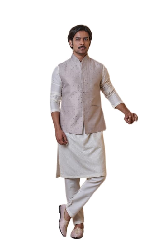 Light Grey Brocade Single Bundi | Ethnic WEAR | Light Grey | XS-image-41