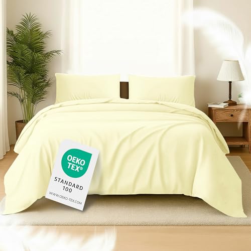 Softex Royal Microfaser Bettwäsche, 155 x 200. cm, Beige, weich, anschmiegsam und bügelfrei, 2-teiliges Set: 1 Bettbezug + 1 Kissenbezug, 80 x 80 cm