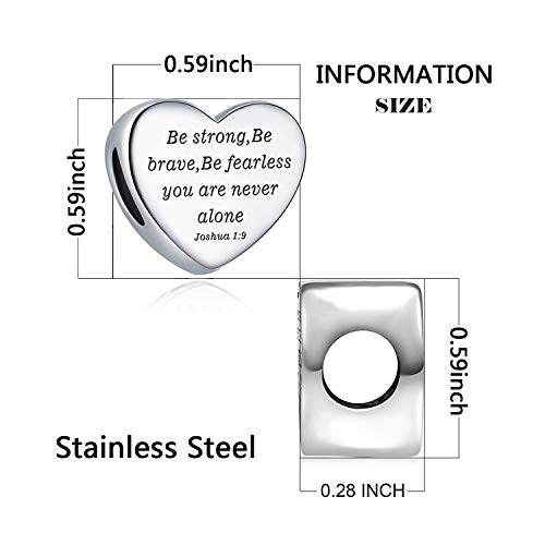 Muerdou Heart Charm Fit Charms Bracelet Christian Bible Verse Charm Prayer Faith Religious Jewelry Gifts For Women #TOP1