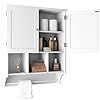 Homefort bathroom wall cabinet medicine cabinets over the toilet storage cabinet with towels bar 2 door adjustable shelves large space for bathroom wall mounted white  urban country home decor