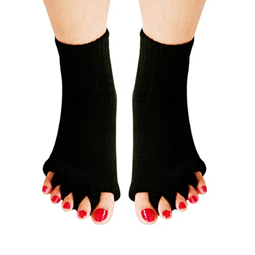 AIBEARTY 3 Pairs Yoga Sport Gym Five Toe Separator Socks Foot Alignment Pain Massage Toeless Socks3