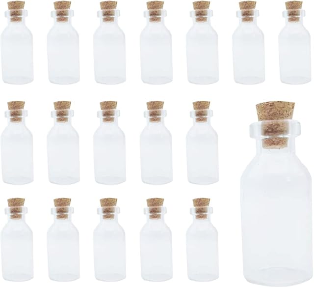 WYAN 20 mini Glass Wishing Bottles with Cork Stoppers, Message Glass Bottles for DIY Handicraft Decoration, Wedding Gifts, Wish Jewelry Party Gifts