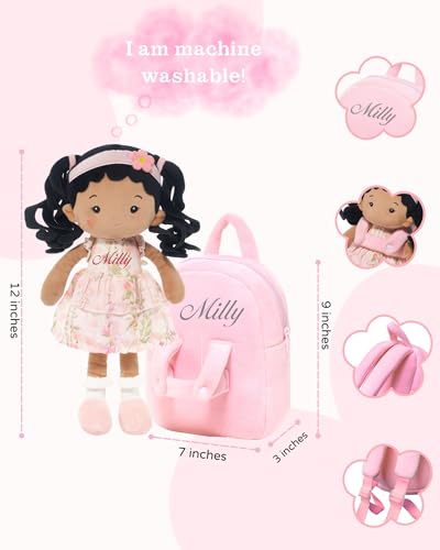 Personalized Carrier Doll&Toddler Girl Backpack Set (Petal Pink)-Plush Dolls for Girls, 2-4 Years Old Girl Birthday Gift2