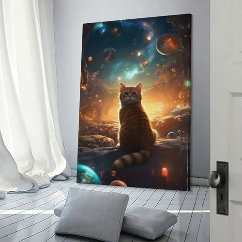 Décoration murale abstraite salon tableau chat moderne chambre ado garçon salle de jeux 30x45