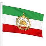 Iranische Flagge 90x150cm - Alte Historische Iran Flagge - Ehemalige Iran Flaggen Mit Löwen Sonnen Krone, Lebendige Farben Und Lichtwiderstandsfähig - Polyester