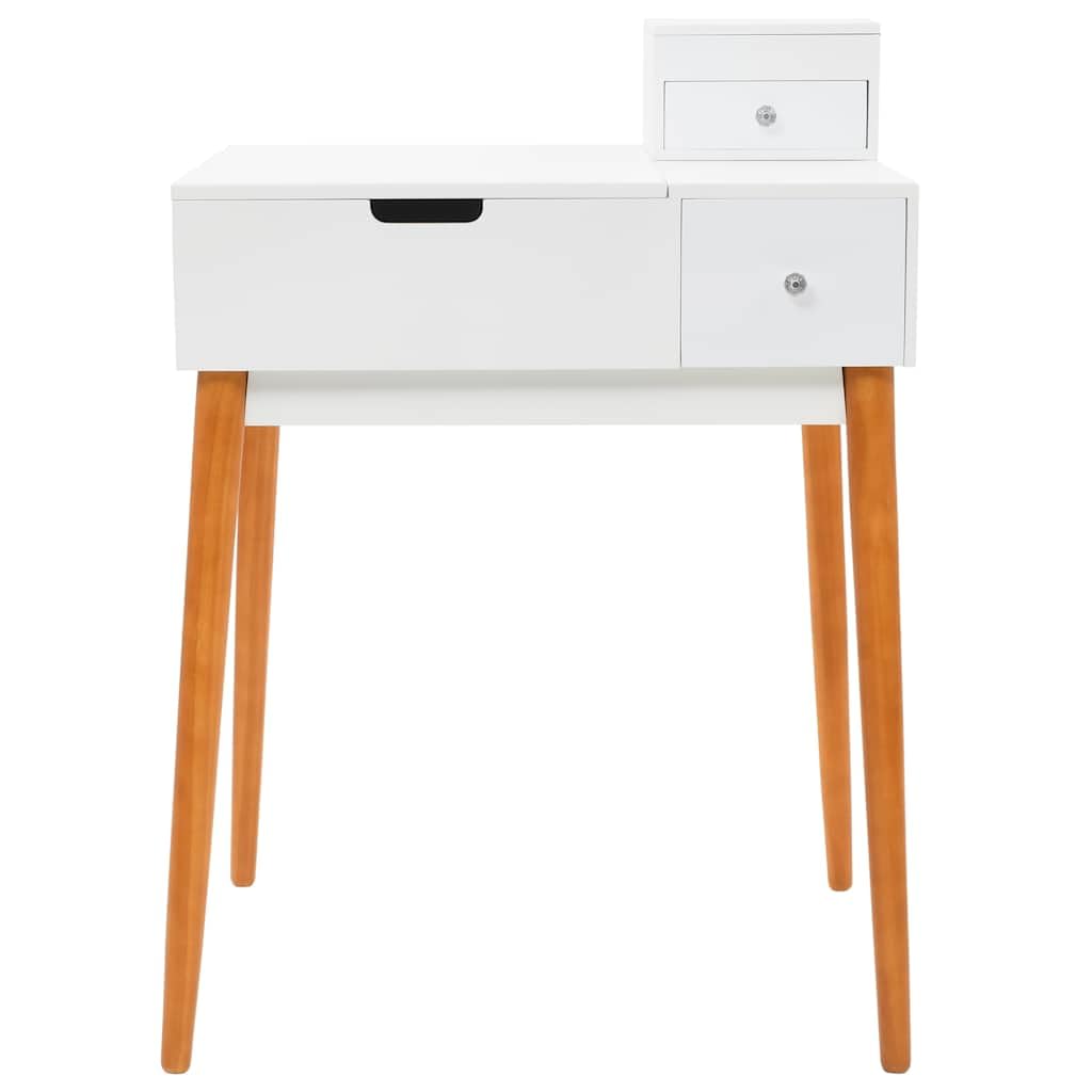 Toeletta trucco in MDF bianco con specchio 60x50x86 cm, ampio cassetto e vano portaoggetti, mobiletto consolle salvaspazio per camera da letto e spogliatoio donna
