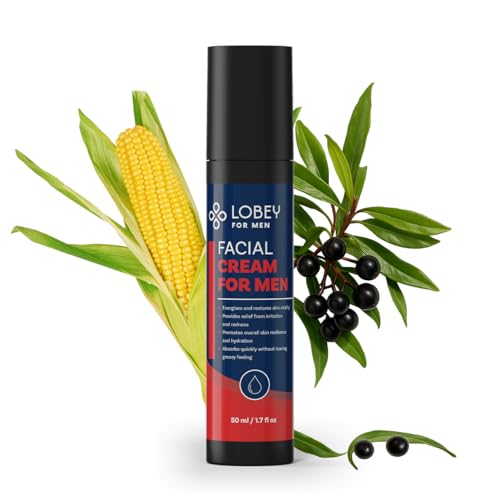 Lobey Gesichtscreme für Männer – Beruhigende After-Shave Pflege mit Tasmannischem Pfeffer & MARSturize – Feuchtigkeitscreme gegen Rasurbrand, Rötungen & Erste Falten – Zieht Schnell ein (50 ml)