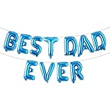 Happy Father's Day Aluminum Foil Balloon BEST DAD EVER BALLOON Set 16 Inches Letter Balloon Decoration for Father's Day Party (BEST DAD EVER Blue)