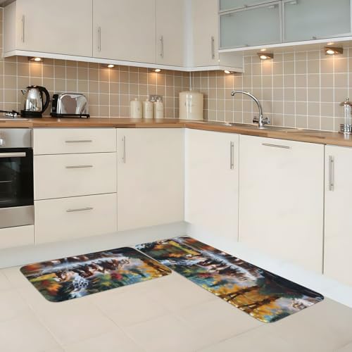 Juego de 2 alfombrillas de cocina con caballos perfectas para el lavadero y la entrada del hogar 3