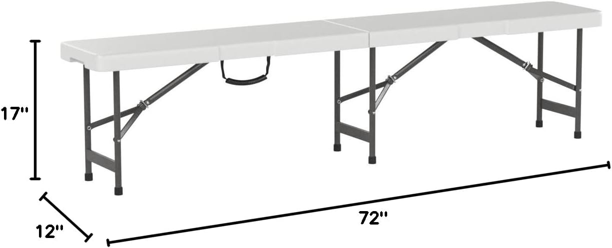 Best Choice Products 6 foot Portable Folding Bench, Sturdy Lightweight Plastic Multipurpose Bench Seat for Indoor Outdoor Use - White