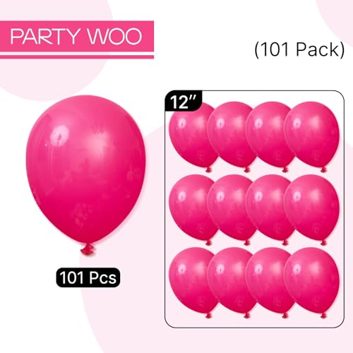 Image of PartyWoo Hot Pink Balloons 101pcs 12 Inch Magenta Fuchsia Balloons for Baby Shower Gender Reveal Engagement Bachelorette Wedding Bridal Shower Anniversary Birthday Party Decorations Pink-Y12