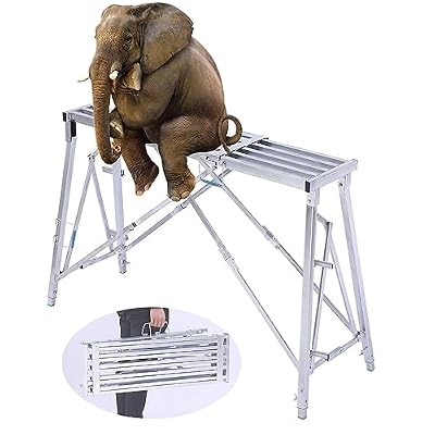 CHYDDU Scaffolding Equipment Portable Fold Work Platform Household Multipurpose Scaffold Tower Ladder Stool Bench for Decoration, Painting Walls - Adjustable Length and Height,D