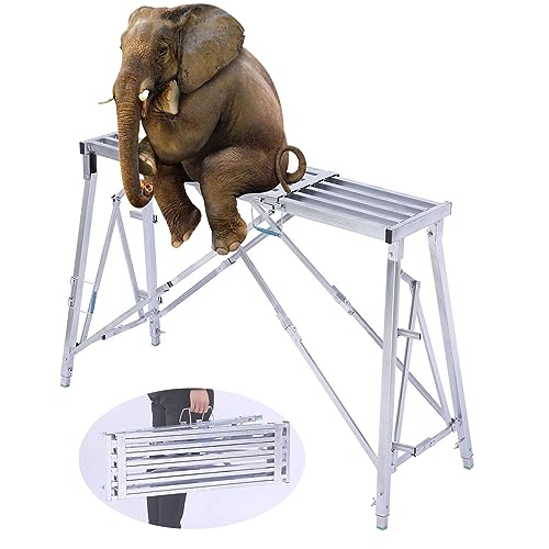 XCHSXYL Andamio portátil Plegable Tipo Escalera, Plataforma de Trabajo Multiusos para el hogar, Taburete/Banco para decoración y Pintura de Paredes - Longitud y Altura Ajustables