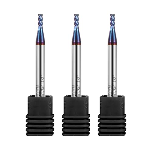 Image of 3PCS 1 /16 inch Tungsten Carbide End Mill Set with Nano Coated, 4 Flute Micro-Grain Endmills CNC Milling Cutter Bits for Stainless Steel - HRC65