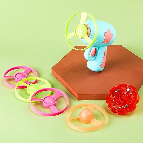 BOXOB Lançador de brinquedo de helicóptero para gatos com 5 peças de discos voadores + brinquedo gir