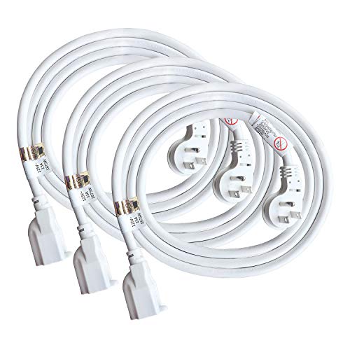 FIRMERST 1875W Flat Plug Extension Cord 6 Feet 14 AWG 15A White, Pack