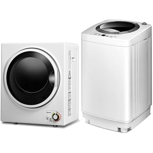 COSTWAY Washer and Dryer Combo Set, 8Lbs Capacity Portable Washing Machine with 6 Wash Programs and 1.5 Cu.Ft. Tumble Laundry Dryer with 4 Drying Modes for Home, Apartment, Dorm, RV