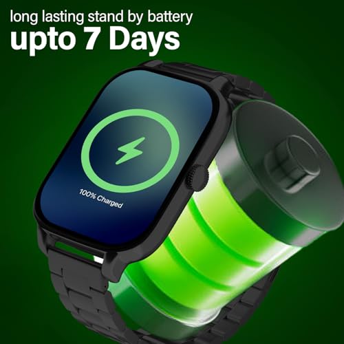 Image of PunnkFunnk H9 Metal Smart Watch 2.01 inch TFT Display, Bluetooth 5.0 with 100+ Sports Mode, Heart Rate & Blood Oxygen Monitor, Call & Message Reminders Compatible with Android & iOS (Metal Black)