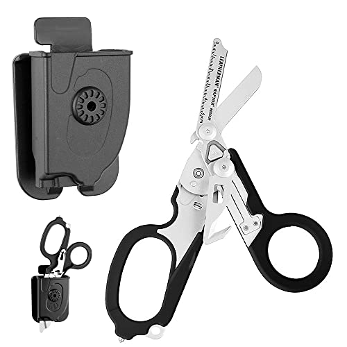 Swetup Tijeras de Emergencias, Tijeras Raptor Response, 6 en 1 Tijeras de Rescate, Tijeras Multifuncion, Tijeras Raptor Emergencias,Cizallas Emergencia con Funda, Cortador de Seguridad, Rompecristales Cover