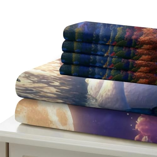 Parure de lit cygne 3D haut de gamme en microfibre douce 135x200cm