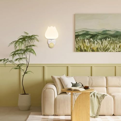 Aplique de pared blanco E27 en forma de flor con pantalla acrílica 4