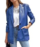 Tomwell Lederjacke Damen Vintage Jacke Kunstlederjacke Übergangsjacke Mit Reißverschluss Bikerjacke Mit Reverskragen Leder Damenjacke Motorrad Jacke Warm Outdoorjacke A Dunkelblau XL