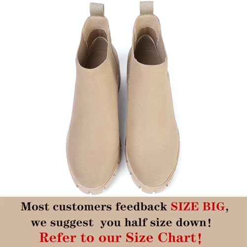 Women Chelsea Boots Comfortable Lug Sole Slip On Ankle Booties2