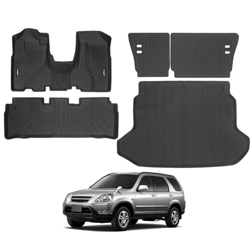 Bingoliner Floor Mats for Honda CRV 2002-2006 (Automatic-only), Trunk Mat and Backrest Mat All Weather TPE Protector for Honda CRV Accessories(Not Suitable for Manual transmissions)