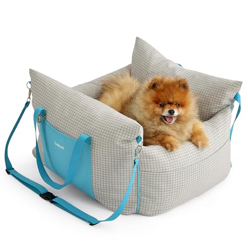 Lesure Small Dog Car Seat for Small Dogs – Waterproof Dog Booster Seat for Car with Storage Pockets and Clip-On Safety Leash and Thickened Memory Foam Filling, Pet Travel Carrier Bed Grey Grid Lesure Small Dog Car Seat for Small Dogs – Waterproof Dog Booster Seat for Car with Storage Pockets and Clip-On Safety Leash and Thickened Memory Foam Filling, Pet Travel Carrier Bed Grey Grid