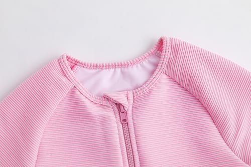 LIZENS Girls' Long Sleeve Swimwear Kids Bathing Suit with Silver Strip Beach one-Piece swimuit3