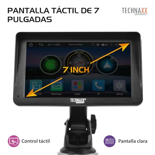Pantalla CarPlay y Android Auto inalámbrico Technaxx TX-361 con Bluetooth 5.0 y radio DAB 4