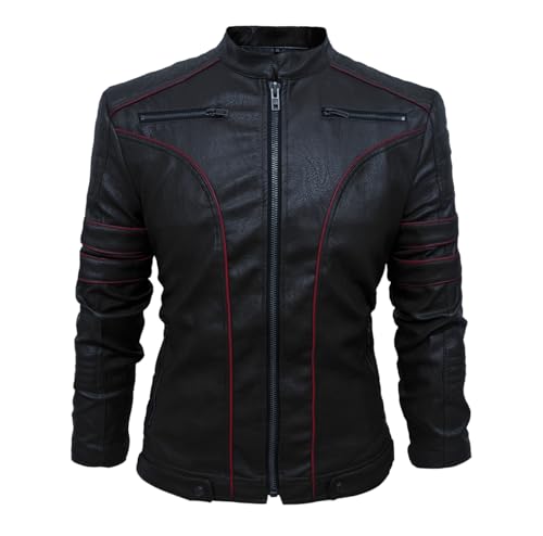 Apocrypha Mens Faux Leather Biker Coat Leather Motorcycle Jacke Bomber Jacket
