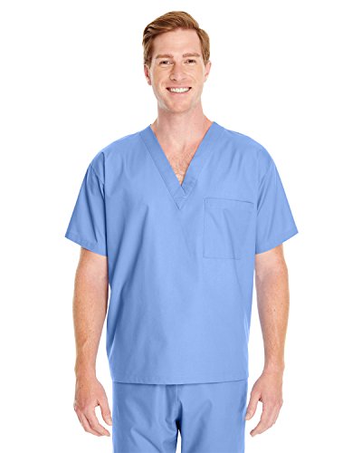 Scrub top unisexe bleu ciel Harriton M897 HA taille XS blouse médicale col en V