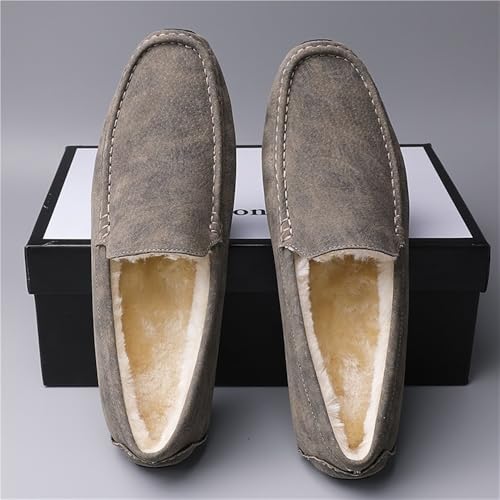 Faux Fur Lining Slip On Men's Loafers Shoes Plush Driving Style LoaferResistant Comfortable Flexible2