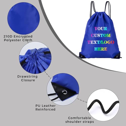 Custom Bags With Your Logo Set of 100 Custom Backpack Draw String Bags Pack Bulk for Travelling Swimming Gym Everyday Use (Blue 3)