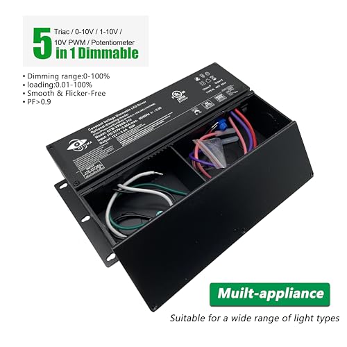 Image of 12V 60W Dimmable LED Driver 110-277V AC to DC Transformer UL Class 2 | Power Supply Junction Box Compatible Triac /ELV /MLV, 0-10V, 1-10V, RX, 10V PWM Dimmer Light Switch for LED Light Flicker Free