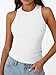Trendy Queen Womens Tank Tops Summer Workout Racerback Ribbed Shirts Beach Vacation Outfits Spring Fashion Y2k Clothes White XL