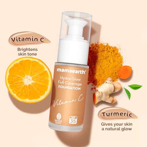 Mamaearth Hydra-Glow Full Coverage Dewy Finish Liquid Foundation With Vitamin C & Turmeric- 30 Ml|Full Coverage|Gives 3X Instant Glow|12-Hour Long Stay & Hydration|Spf... - Image 6