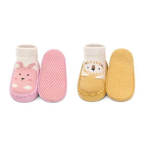 Baby Slippers Socks Toddler Non-skid Sock Shoes Non Slip Floor Grippers for Boys Girls First Walking 2 Pairs