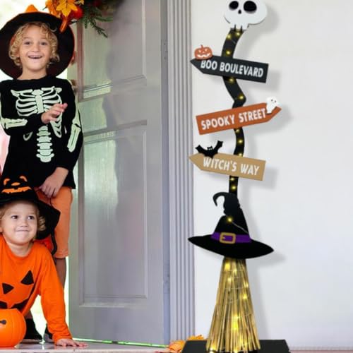 Sorcière d'intérieur Halloween en bois à pile pour salon - 8